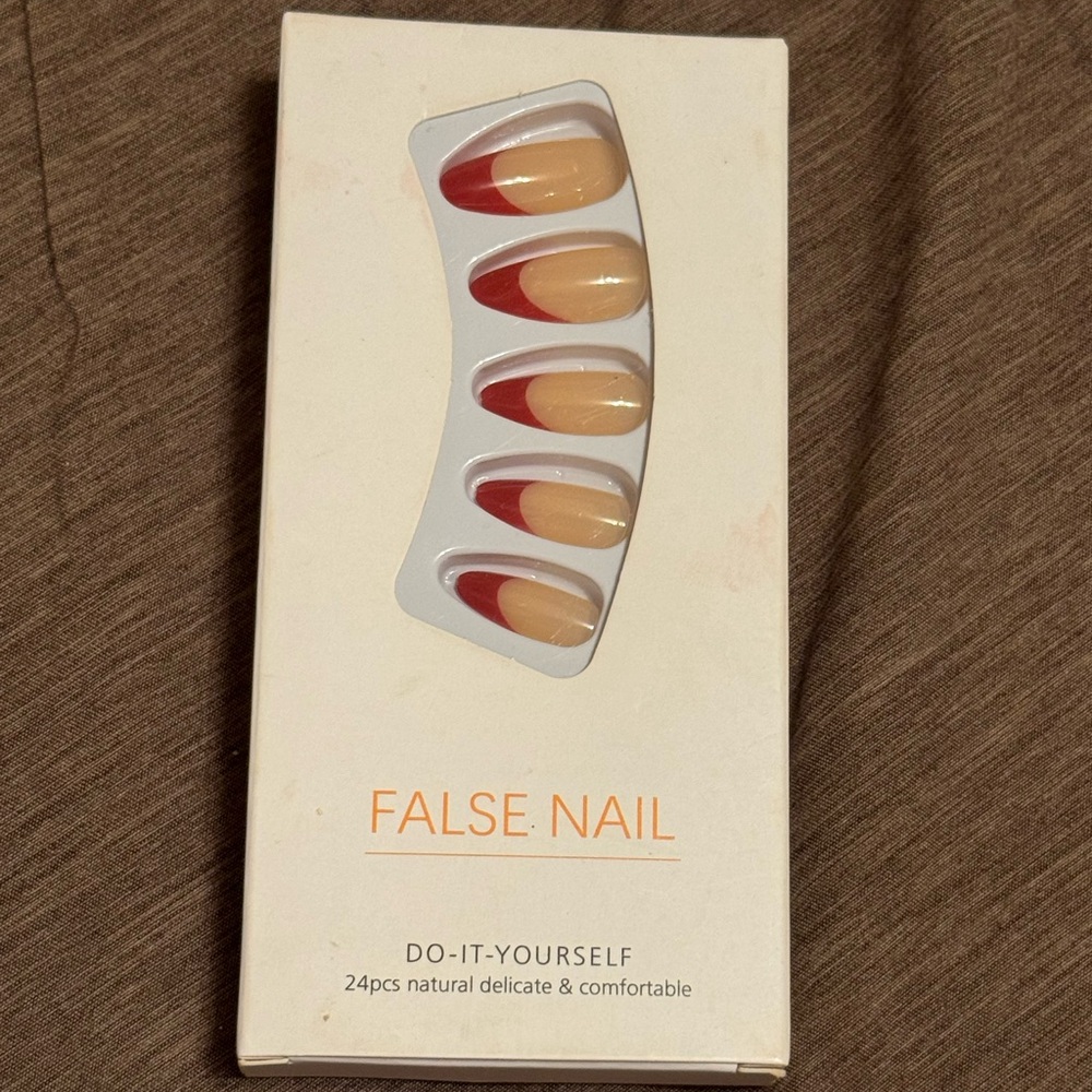 Red and Nude Press On Nails
